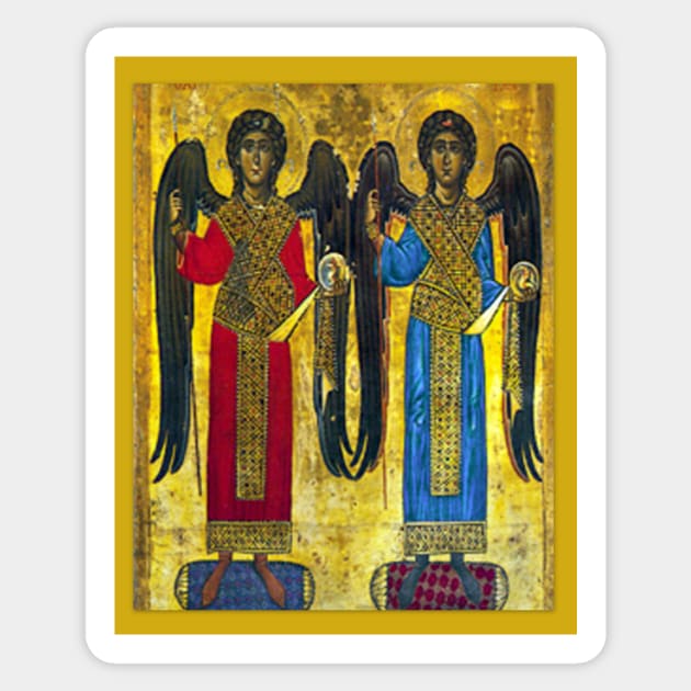 St Michael & St Gabriel Archangel Icon Catholic Angel Sticker by hispanicworld